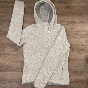 The North Face heather gray hooded sweater